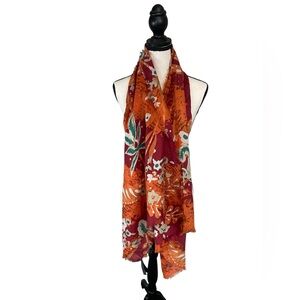 Burberry Orange and White Patterned Scarf